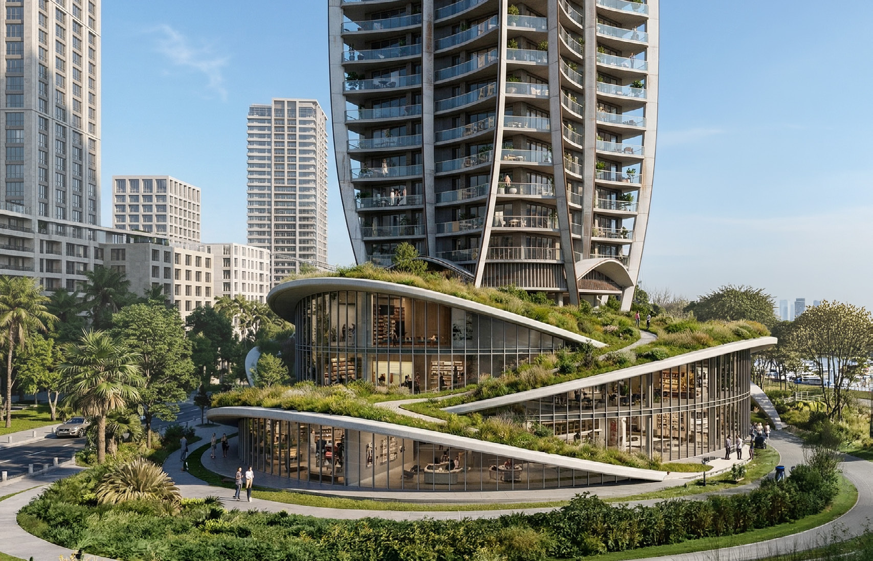 The River Forum – civic podium with landscaped terraces